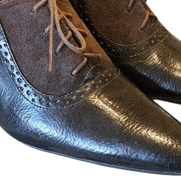 Vintage ETIENNE AIGNER Brown Spectator Oxfords Shoe Goth Whimzigoth Grany Boots - Picture 9 of 9